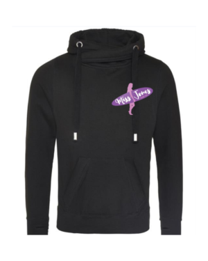 Miss Jones Cross Neck Logo Hoodie - Jet Black, 2XL (52)