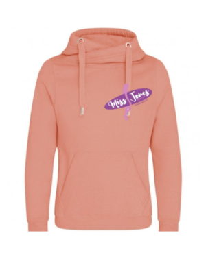 Miss Jones Cross Neck Logo Hoodie - Dusty Pink, XL (48)
