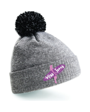 Miss Jones Two Tone Pom Pom - One Size, Heather Grey & Black