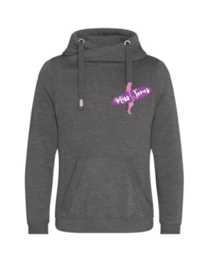 Miss Jones Cross Neck Logo Hoodie - Charcoal, 2XL (52)