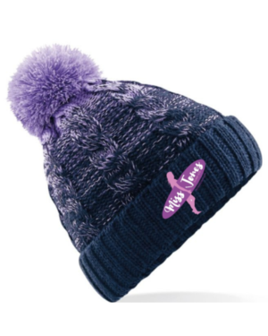 Miss Jones Ombre Beanie - One Size, Lavender & French Navy