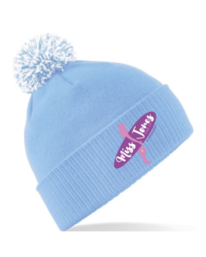 Miss Jones Two Tone Pom Pom - One Size, Surf Blue & Off White