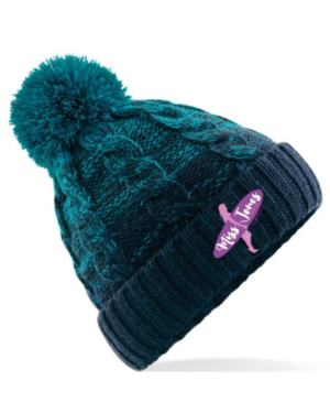 Miss Jones Ombre Beanie - One Size, Teal & French Navy
