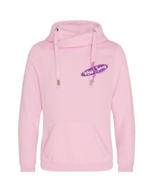 Miss Jones Cross Neck Logo Hoodie - Baby Pink, L (44)