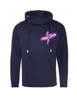 Miss Jones Cross Neck Logo Hoodie - Oxford Navy, L (44)
