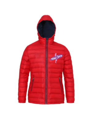 Miss Jones Padded Jacket - Red & Navy, 2XL (18)