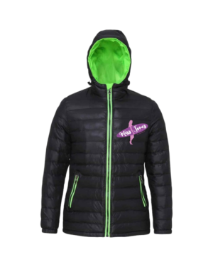 Miss Jones Padded Jacket - Black & Lime, XL (16)