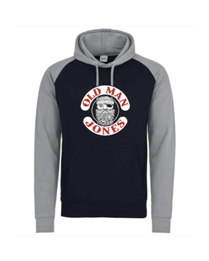 OMJ Ringspun Baseball Hoodie - Navy & Grey, L (44)