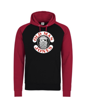 OMJ Ringspun Baseball Hoodie - Black & Red, 2XL (52)