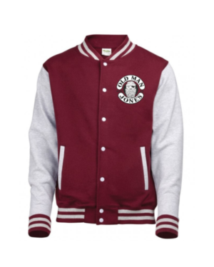 OMJ Classic American Varsity Jacket - Burgundy & Grey, 3XL (54)
