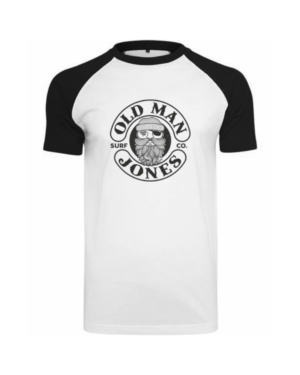 OMJ Raglan Baseball Tee - White & Black, 2XL (46)