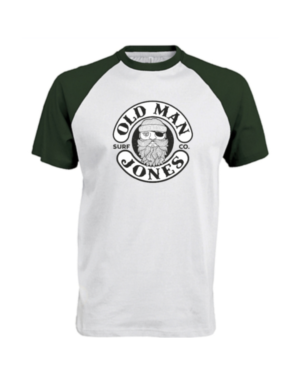 OMJ Raglan Baseball Tee - White & Forest, 2XL (46)