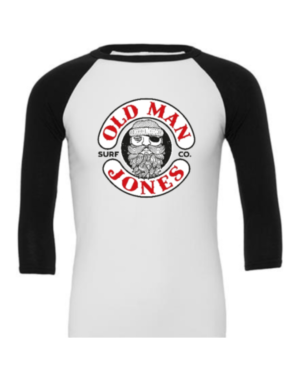 OMJ 3/4 Sleeve Baseball Tee - White & Black, XL (48)