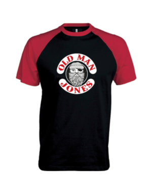 OMJ Raglan Baseball Tee - Black & Red, 2XL (46)