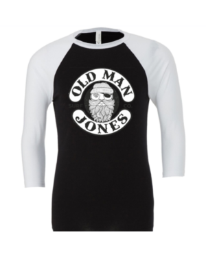 OMJ 3/4 Sleeve Baseball Tee - Black & White, 2XL (50)
