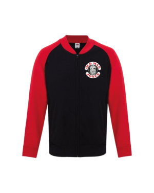 OMJ Baseball Zipped Sweater - Black & Bright Red, 2XL (49)