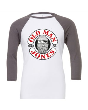 OMJ 3/4 Sleeve Baseball Tee - White & Asphalt, 2XL (50)