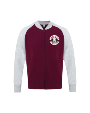 OMJ Baseball Zipped Sweater - Burgundy & Grey, 2XL (49)