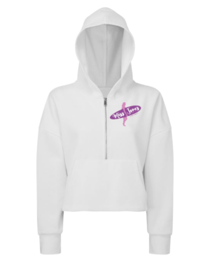 Miss Jones 1/2 Zip Hooded Fleece - White, L (14/16)