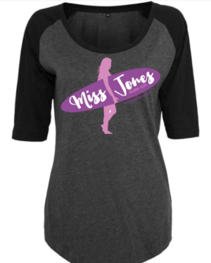 Miss Jones 3/4 Raglan Tee - Charcoal & Jet Black, M (12)