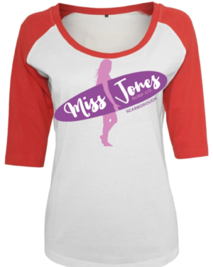 Miss Jones 3/4 Raglan Tee - White & Red, M (12)