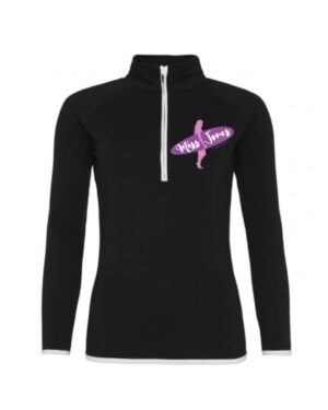 Miss Jones Recycled 1/4 Zip Sweater - Black & White, XL (16)