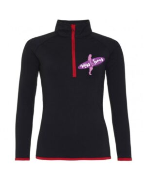Miss Jones Recycled 1/4 Zip Sweater - Black & Red, XL (16)