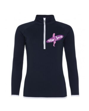 Miss Jones Recycled 1/4 Zip Sweater - French Navy & White, XL (16)