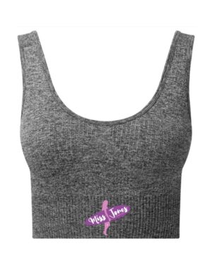 Miss Jones Ribbed 3D Sports Bra - Black Melange, XL (16)